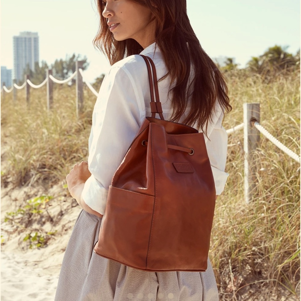 Patricia Nash Tierce Drawstring Leather Backpack